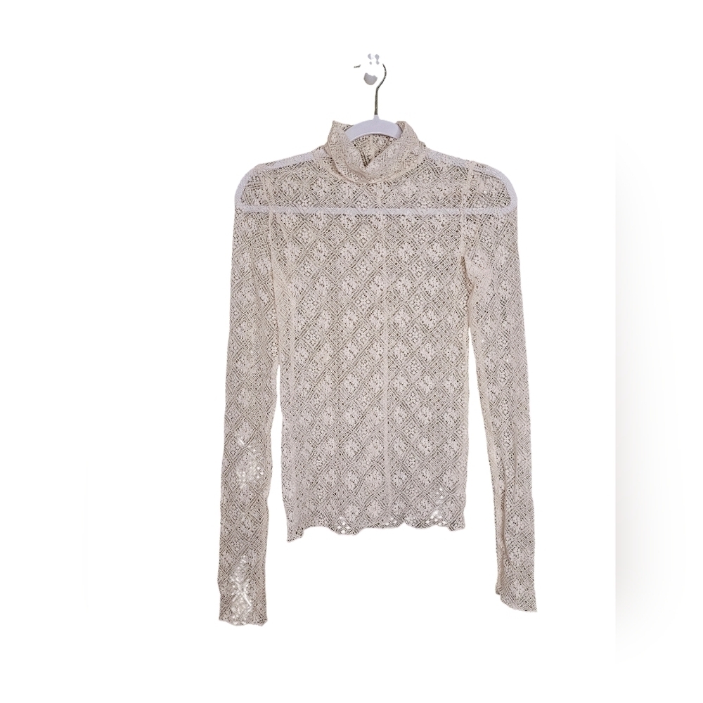 Free people white lace longsleeve small